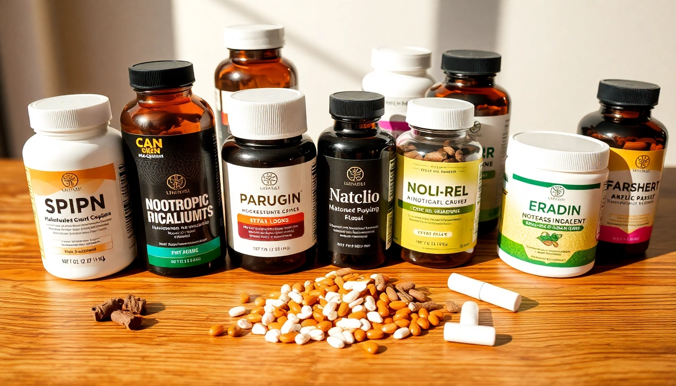 Compare nootropics supplements featuring vibrant capsules and powders before a green plant backdrop.