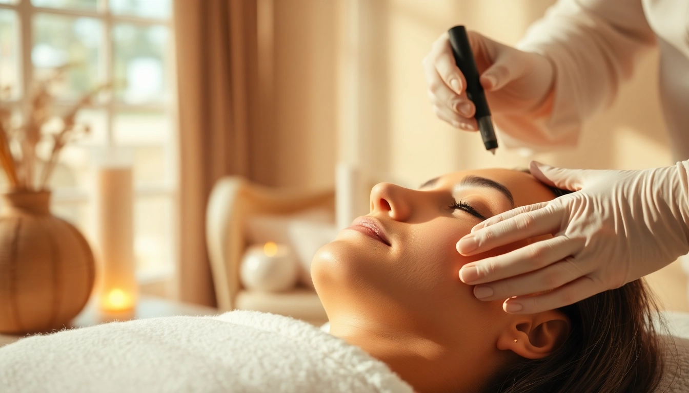 Behandlung zur Hautverjüngung mit Botulinumtoxin in einer entspannten Spa-Atmosphäre.