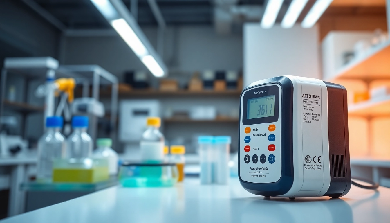 Examine a Propylene Oxide detector highlighting essential safety features in a laboratory.