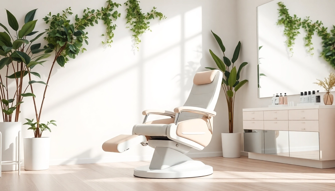 Kosmetik Stuhl in einem modernen Schönheitssalon, stilvoll und ergonomisch gestaltet.