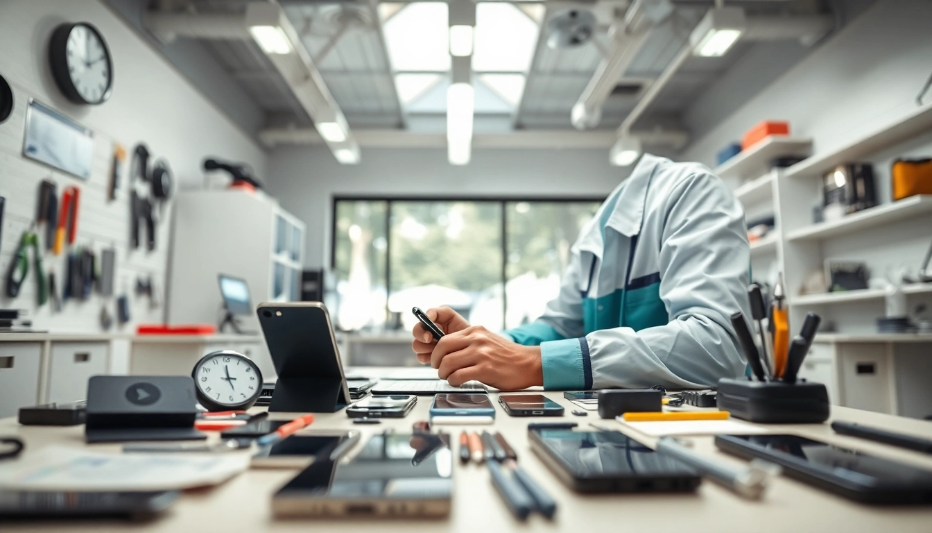 Servizio di Torino riparazione cellulari con tecnico professionista al lavoro in laboratorio.