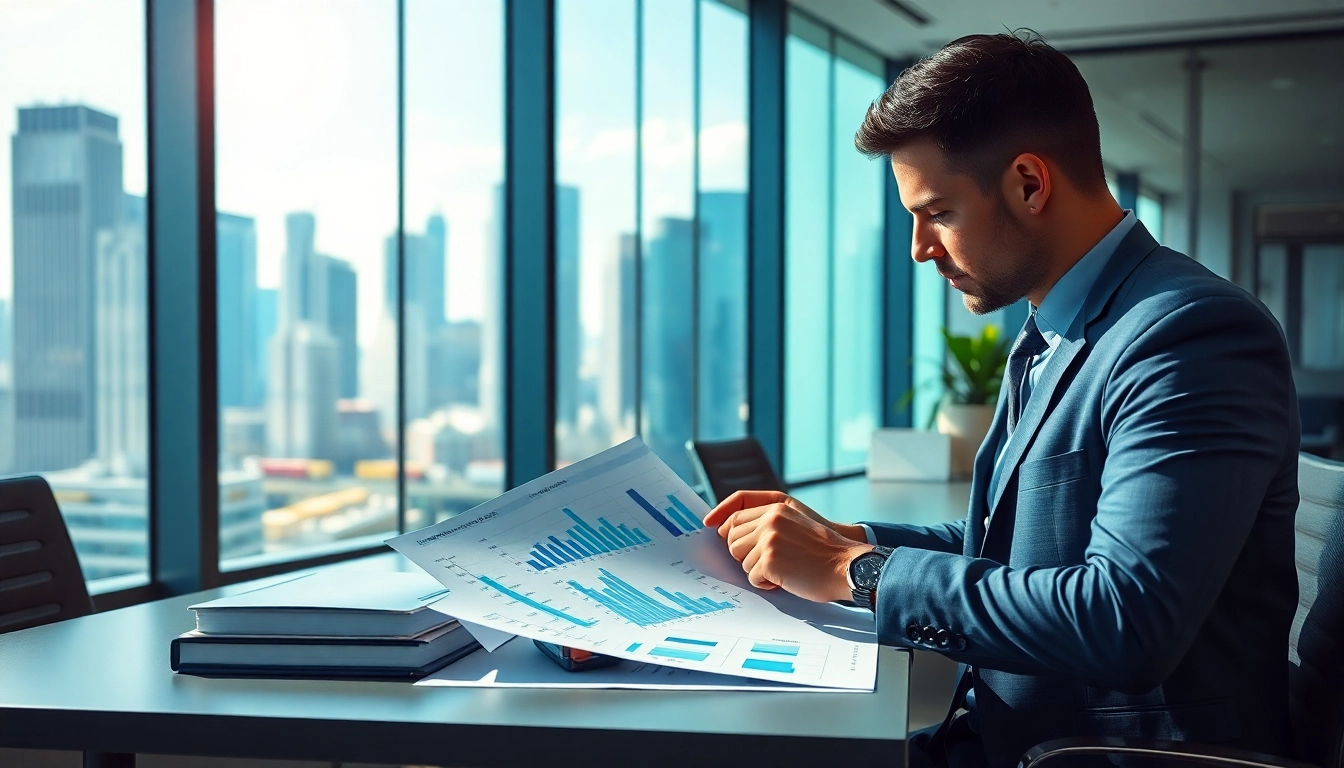 Analyze export tariffs trends with a focused financial analyst in a modern office setting.