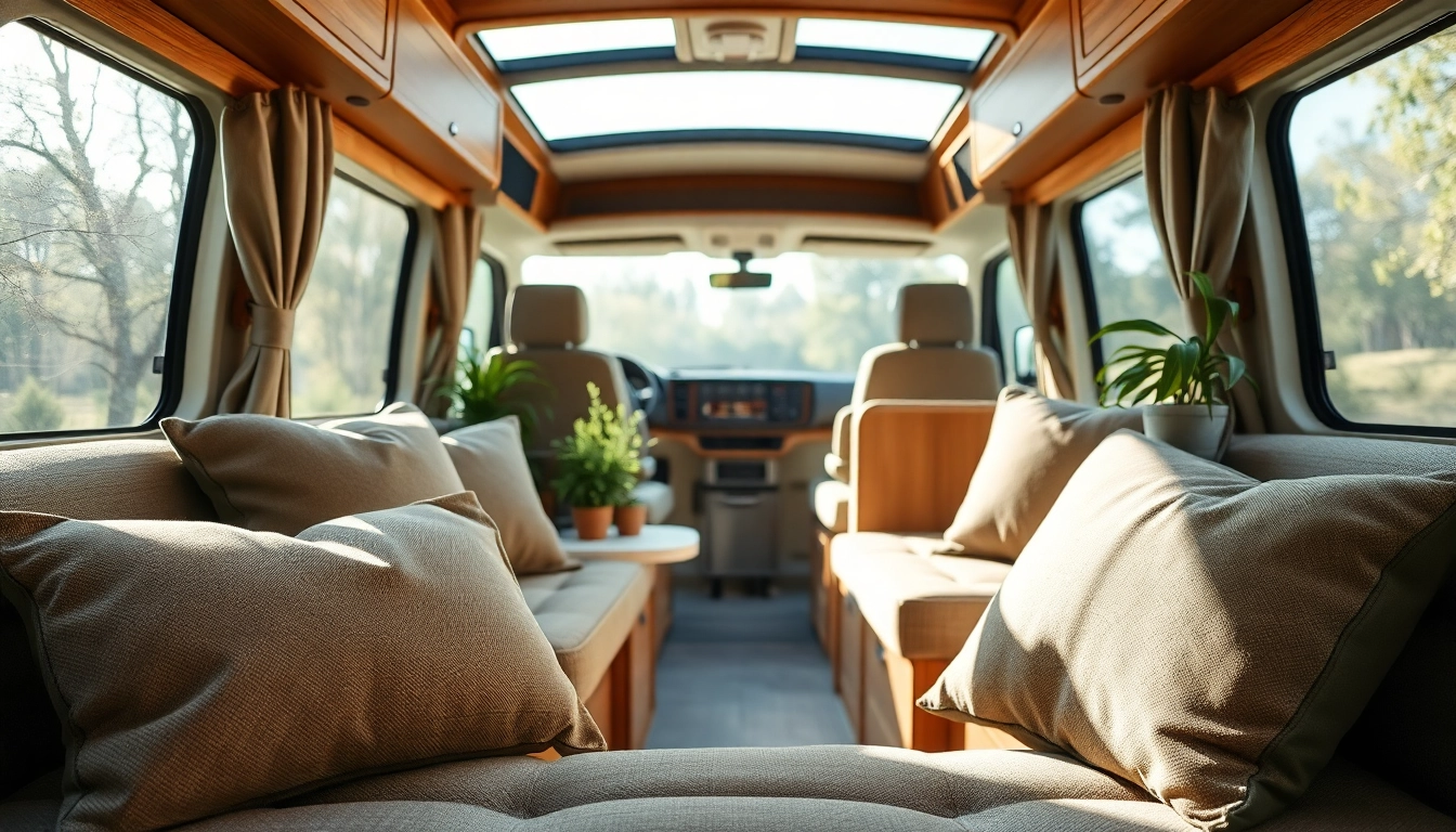 Cozy interior of JRP Campers showcasing inviting designs and comfort features.