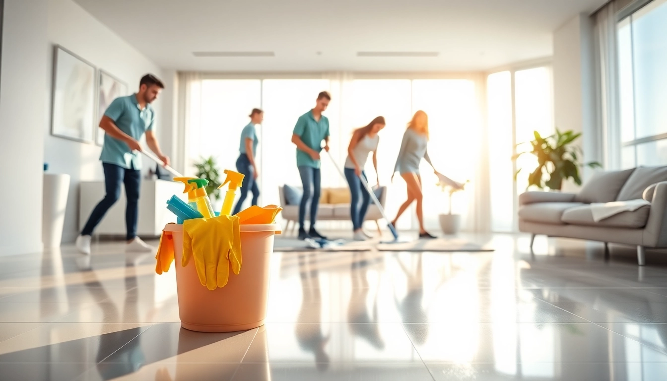 Experienced bond cleaning Brisbane professionals efficiently cleaning a modern apartment space.