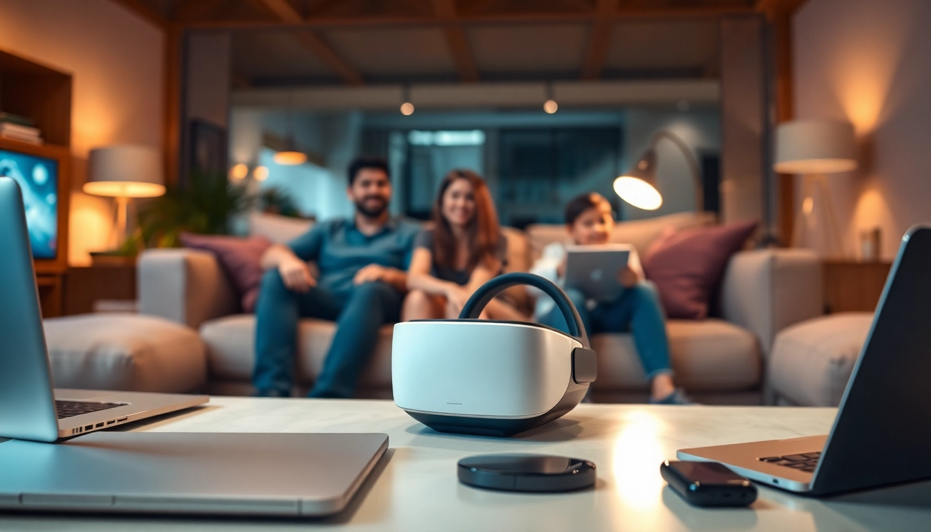 Experience immersive technology as you buy Vision Pro, a sleek headset on display in a modern living room.