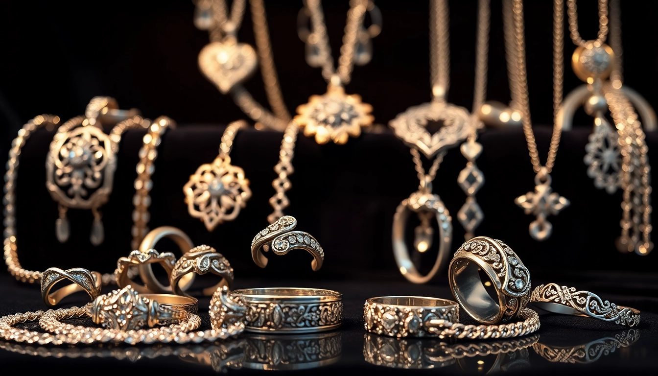 Highlighting exquisite silver jewelry pieces on a velvet backdrop, emphasizing their craftsmanship and elegance.