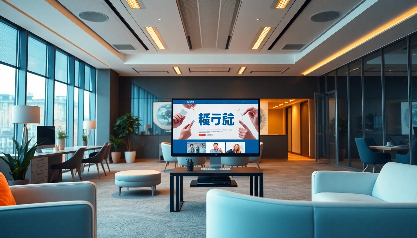 Engage with the 美洽官网 displayed on a computer in a modern office setting.