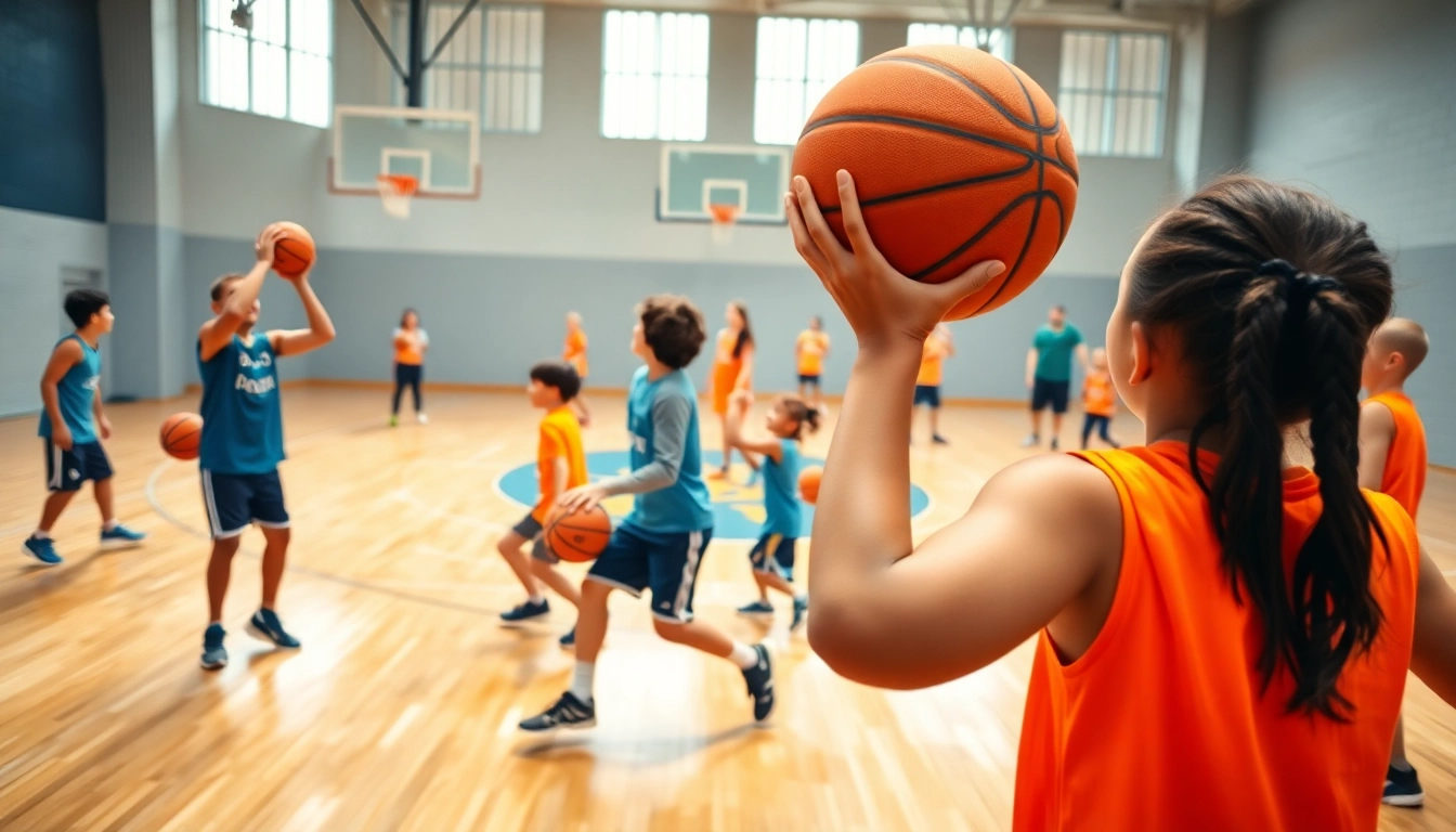 Engaged young players participating in basketball training programs near me, showcasing skill development and teamwork.