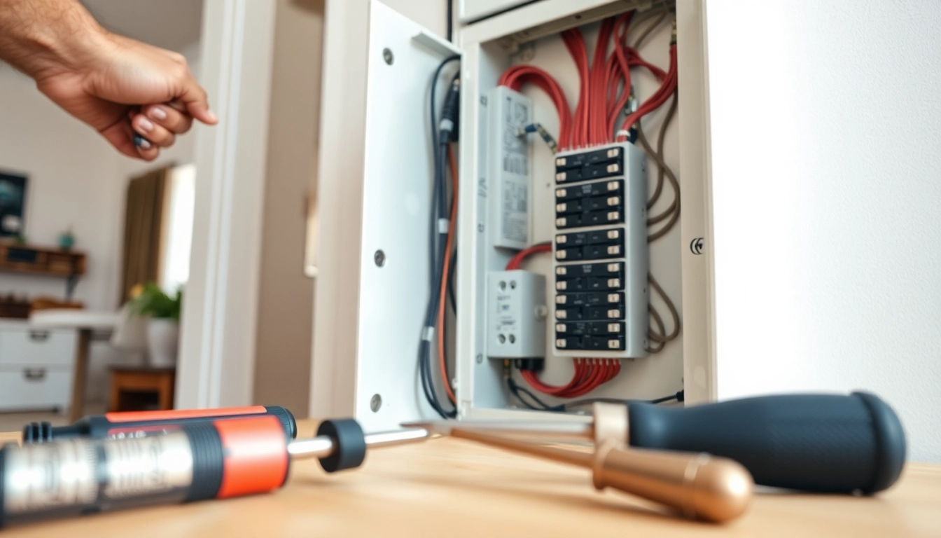 Professional electrician performing an Electrical Panel Upgrade showcasing modern safety standards in home.