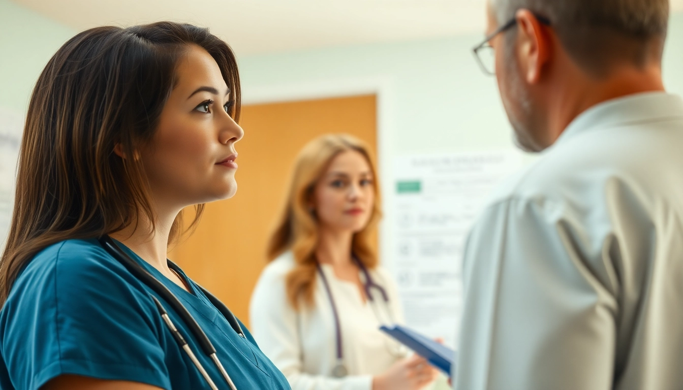 Illustration of a nurse consulting about the VDAP Program in Alabama in a supportive environment
