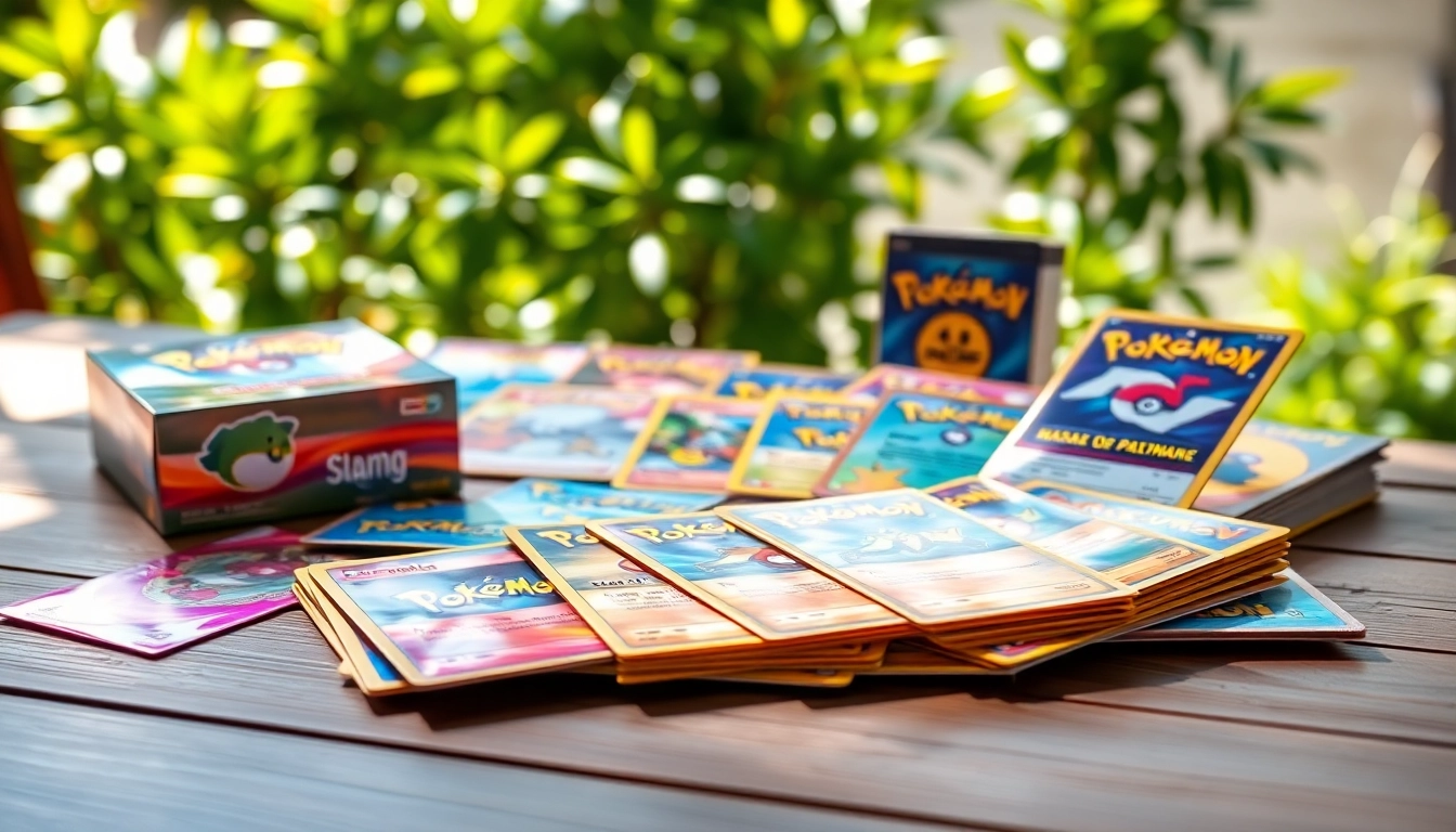 Showcase of Real Pokémon cards in India on a wooden table with vibrant colors and natural lighting.