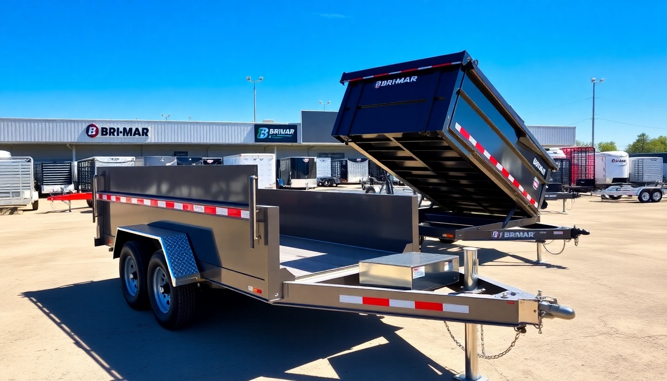 Bri-Mar trailers for sale near me showcased in a dynamic outdoor dealership setting.