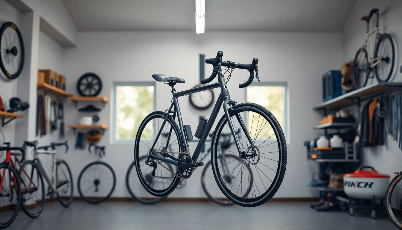 Efficient bicycle wall hanger enables organized storage in a stylish garage environment.