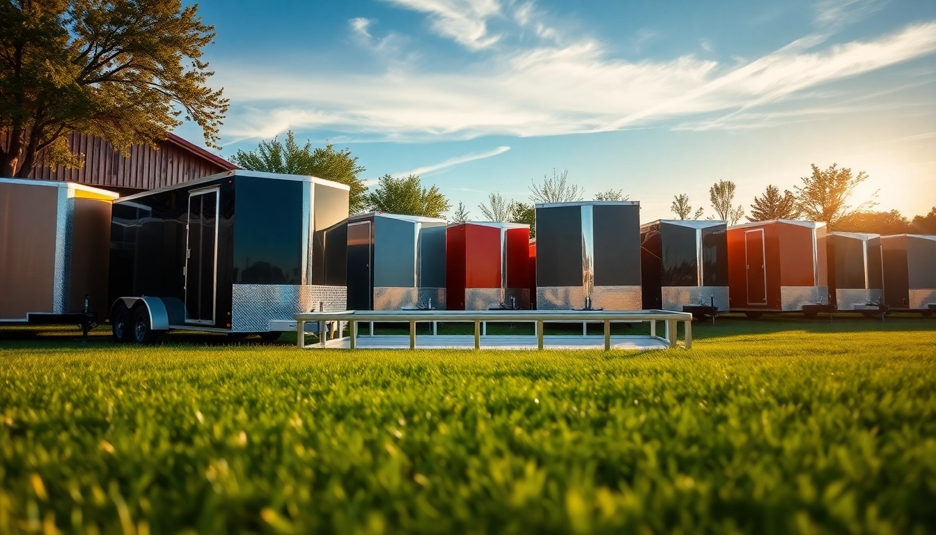 Find a variety of quality trailers near me displayed in a serene outdoor setting.