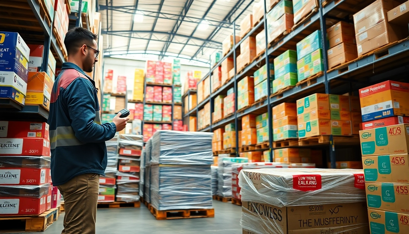 Engaging scene of amazon wholesale products in a warehouse highlighting effective bulk buying.